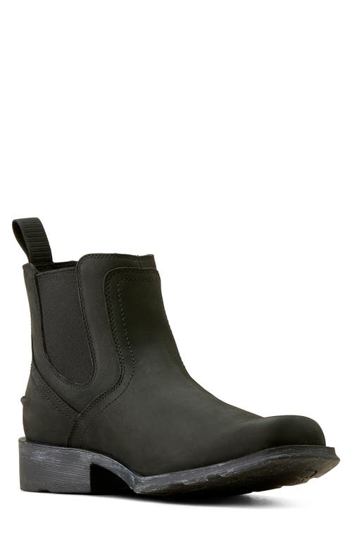 Ariat Midtown Rambler Square Toe Western Chelsea Boot In Matte Black
