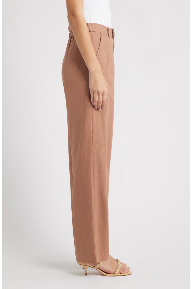Naomi Linen Blend Straight Leg Pants, Alternate, color, MOCHA