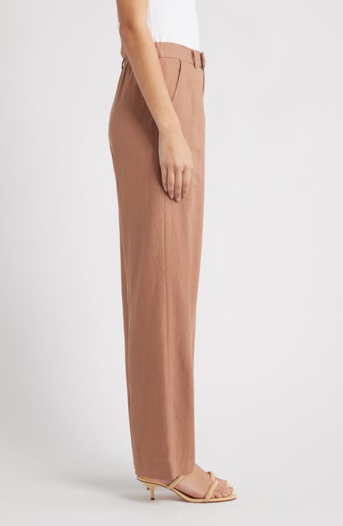 Wayf Naomi Linen Blend Straight Leg Pants In Brown