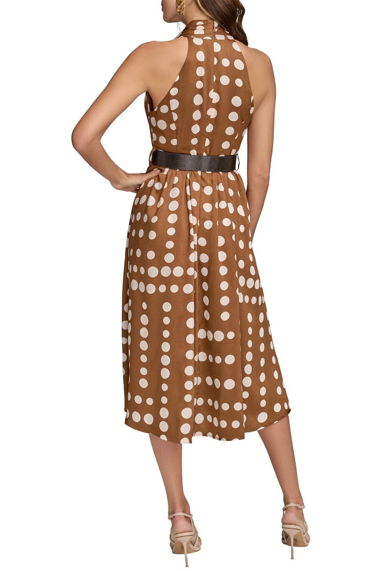 Polka Dot Belted Midi Dress, Alternate, color, RUSSET/ LIGHT CANVAS