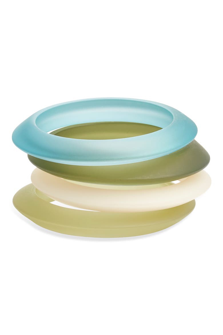 Set of 4 Ombré Resin Bangle Bracelets, Main, color, GREEN OMBRE
