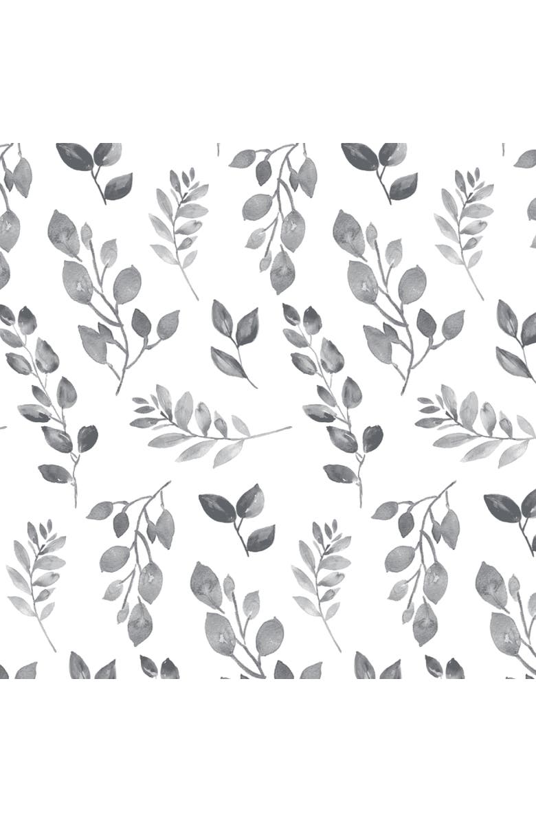 Lambs & Ivy Painted Forest Watercolor Leaf Print Baby Fitted Crib Sheet, Alternate, color, Gray