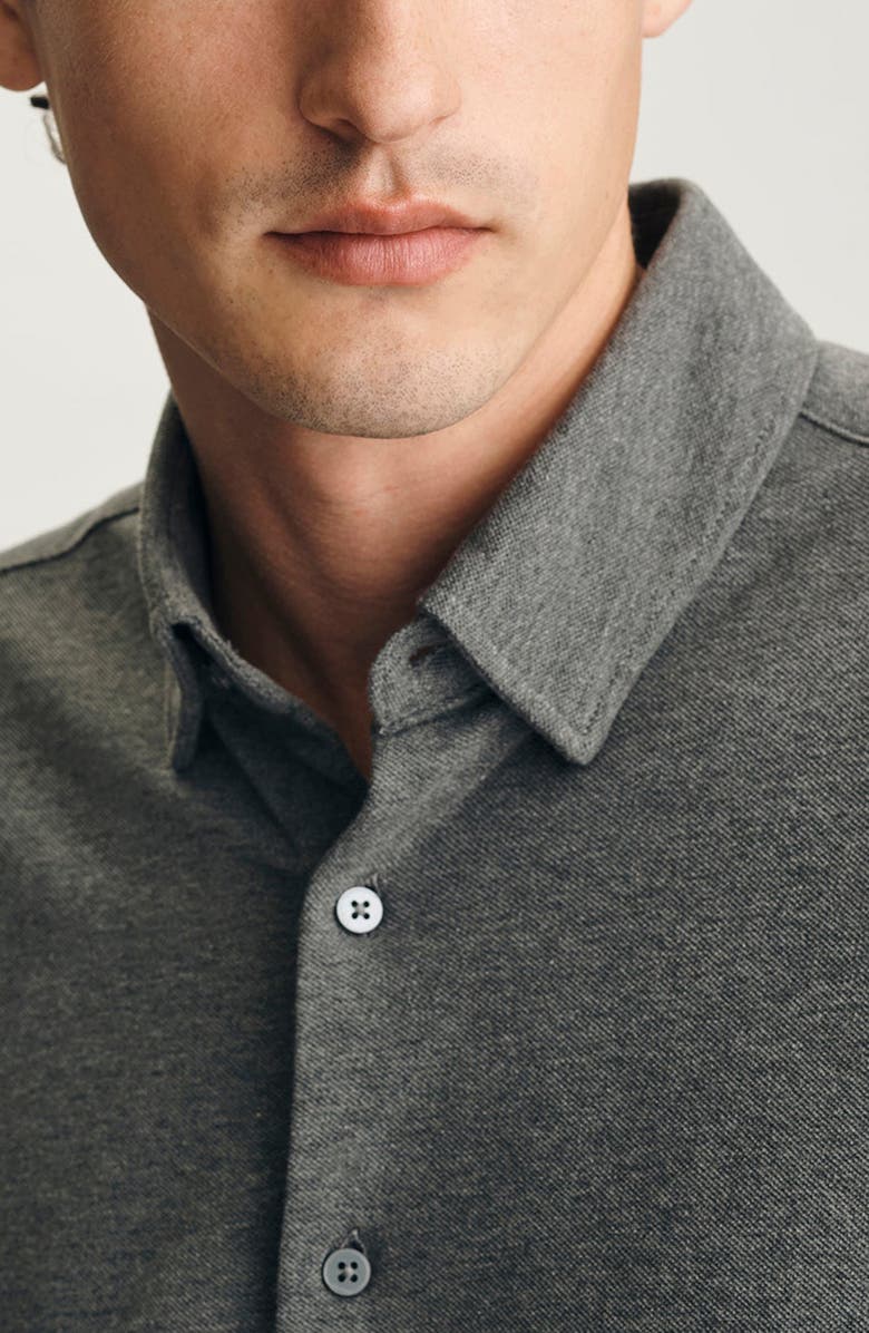 Mavi Jeans <p>Cotton Knit Button-Up Shirt</p>, Alternate, color, Dark Grey Melange