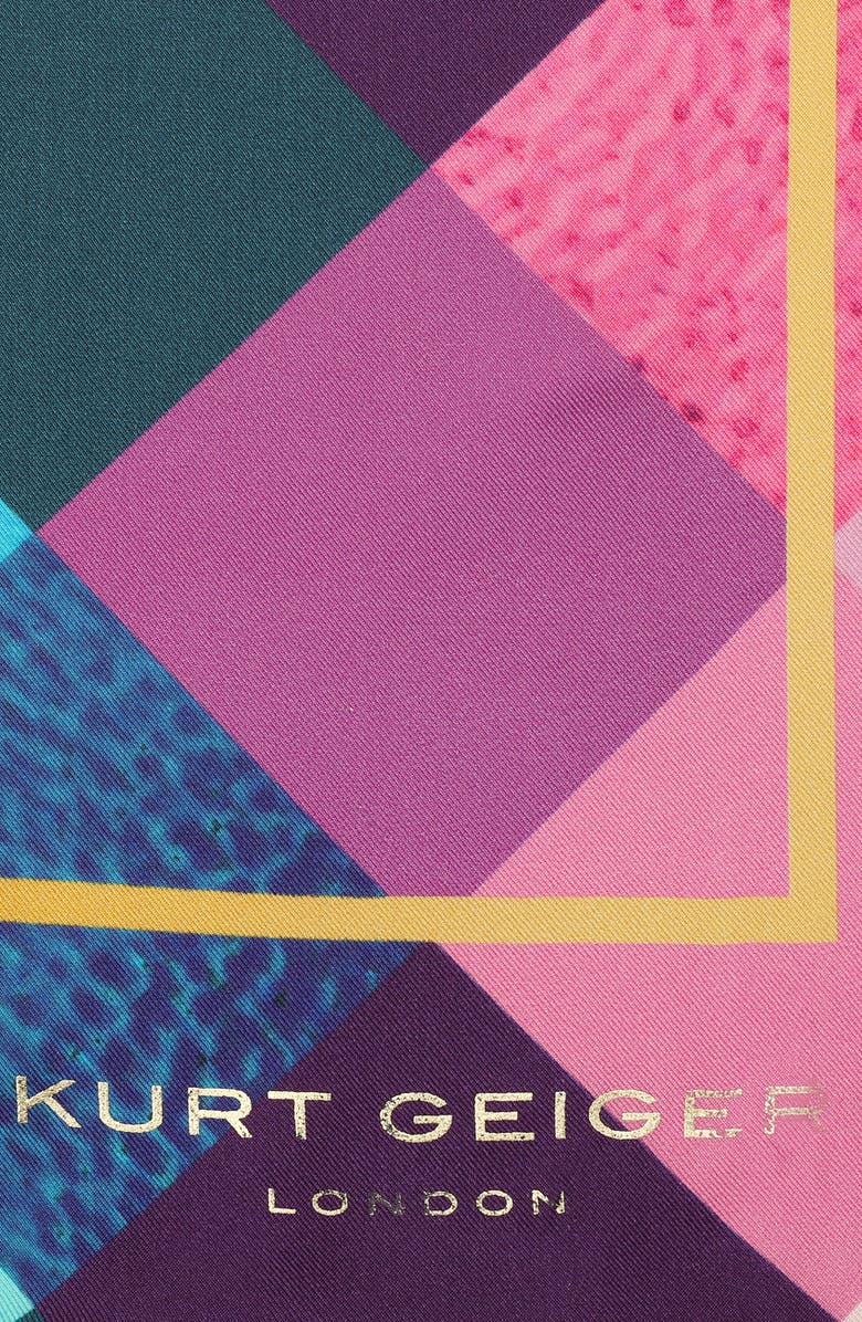 Kurt Geiger London Stained Glass Print Silk Square Scarf, Alternate, color, Classic Rainbow