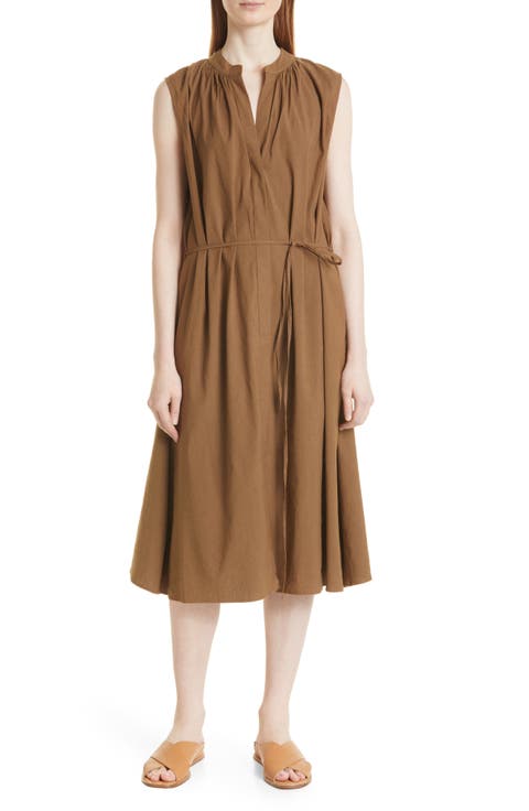 Shirred Linen Blend Dress
