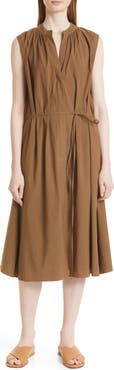 Vince Shirred Linen Blend Dress