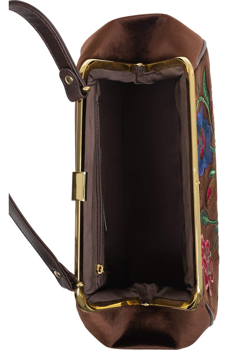 Jeffrey Campbell Frame Floral Embroidered Velvet Shoulder Bag, Alternate, color, Brown Velvet Floral Multi