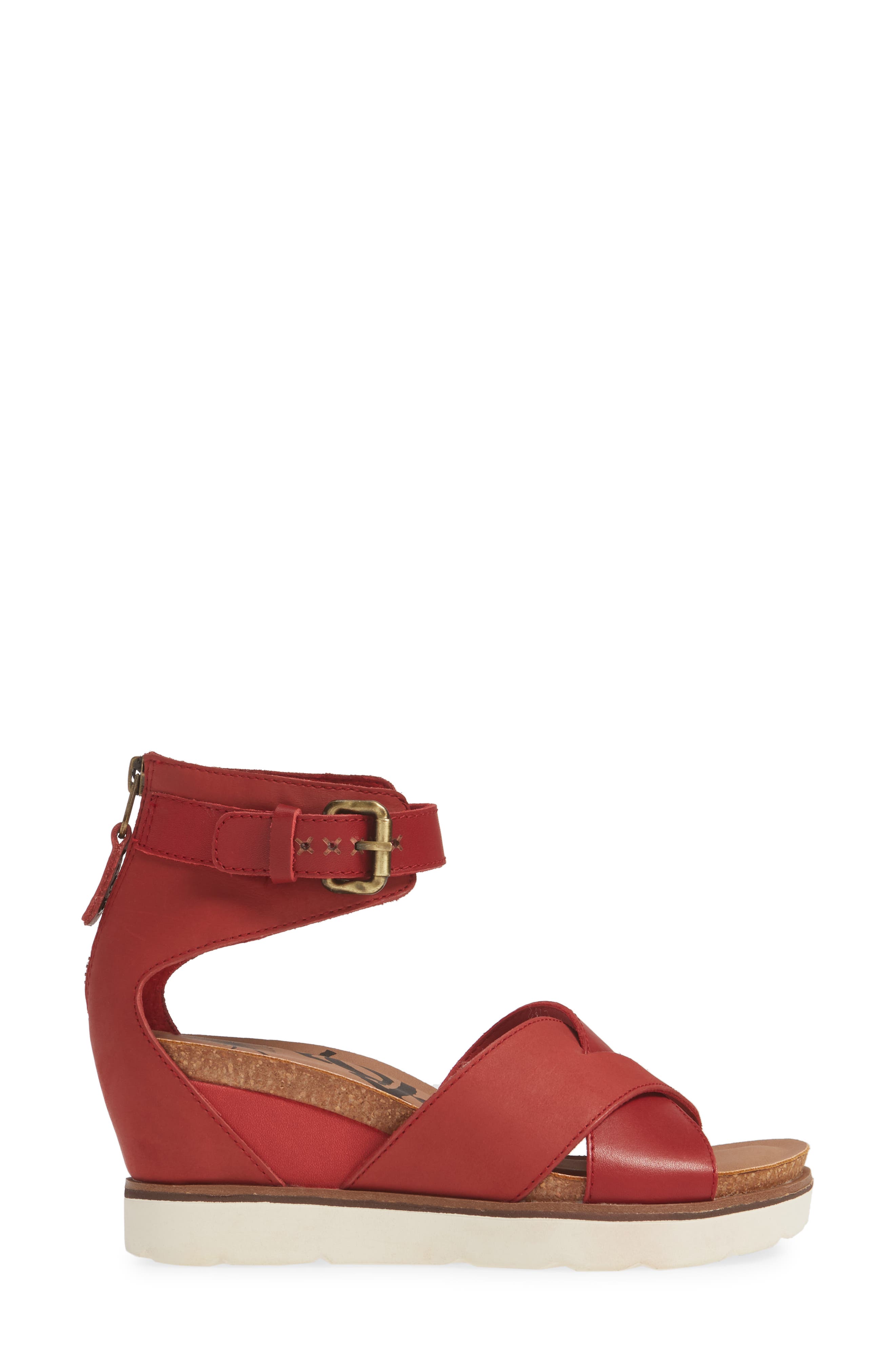 Teamwork Ankle Strap Sandal, Alternate, color, APPLE LEATHER