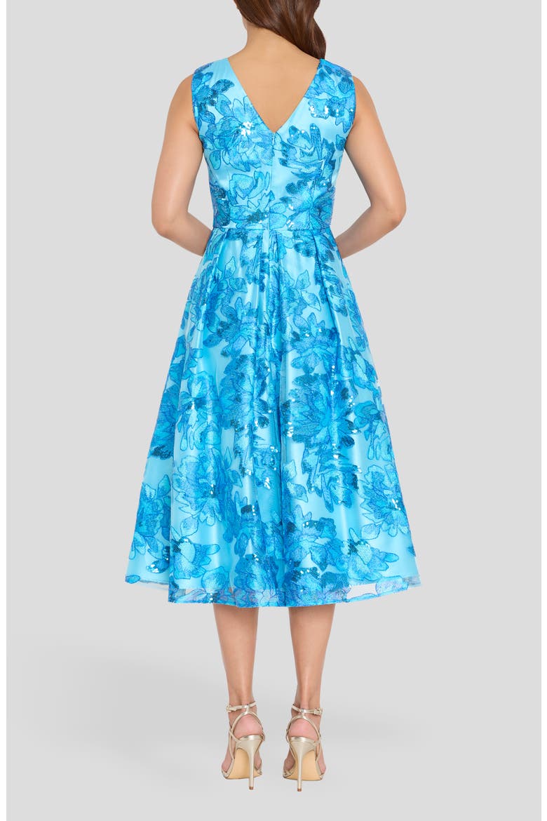 Embroidered Sleeveless Fit & Flare Midi Dress, Alternate, color, BLUE JEWEL