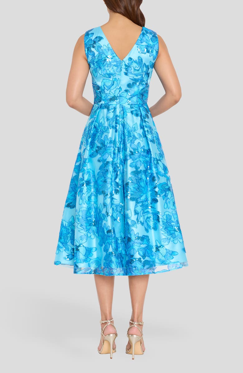 Tahari ASL Embroidered Sleeveless Fit & Flare Midi Dress, Alternate, color, Blue Jewel