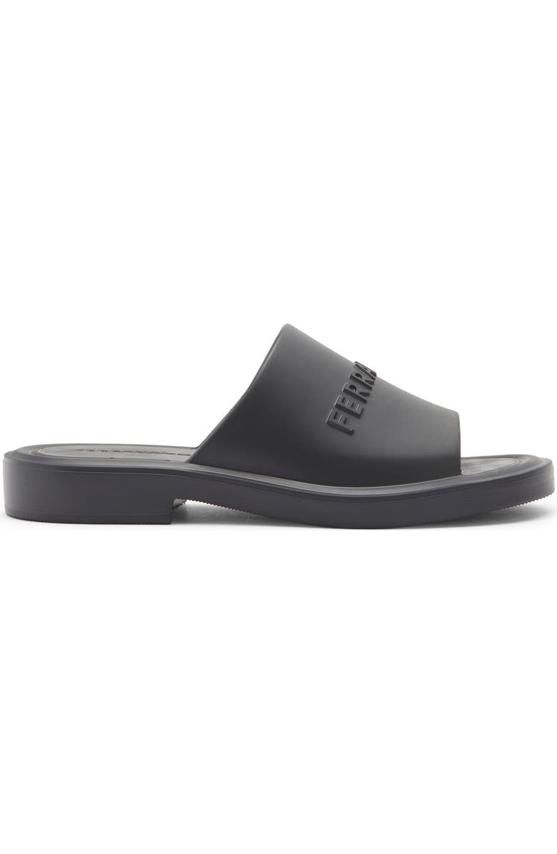 FERRAGAMO Giuneva Logo Embossed Slide Sandal, Alternate, color, Black