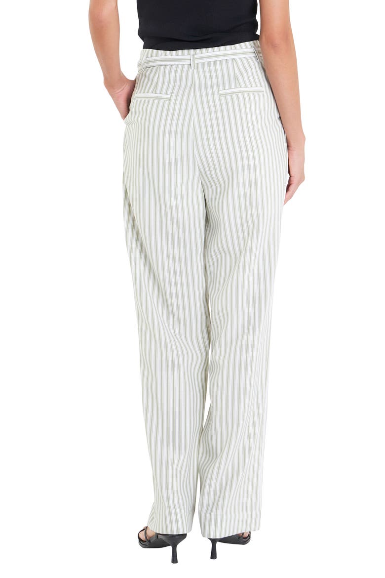 Stripe Belted High Waist Pants, Alternate, color, OFF WHITE/ GREEN