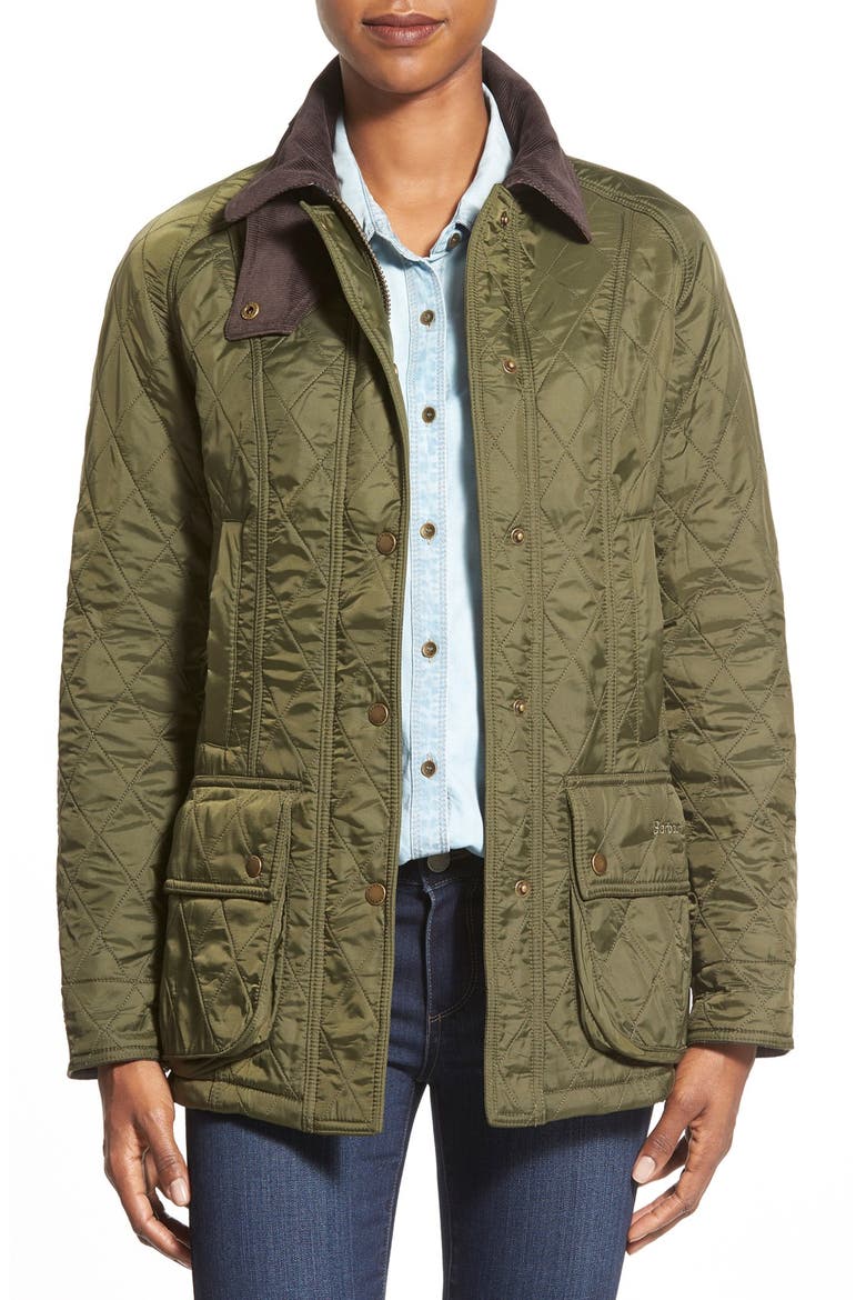 Beadnell Fleece Lined Quilted Jacket, Main, color, OLIVE/ OLIVE