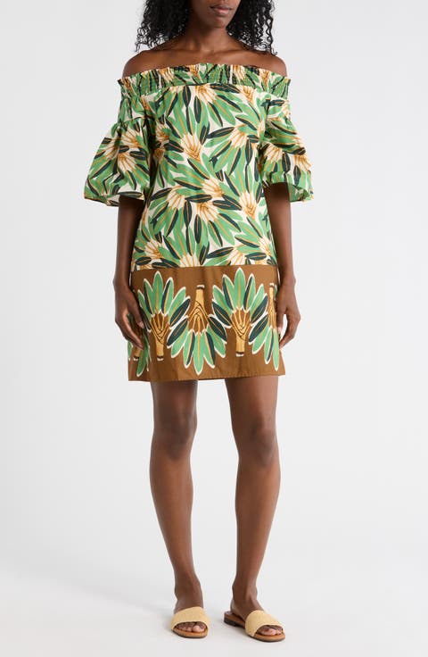 Smocked off the Shoulder Mini Dress