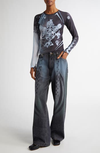 Paolina Russo Ice Printed Baggy Wide Leg Jeans | Nordstrom