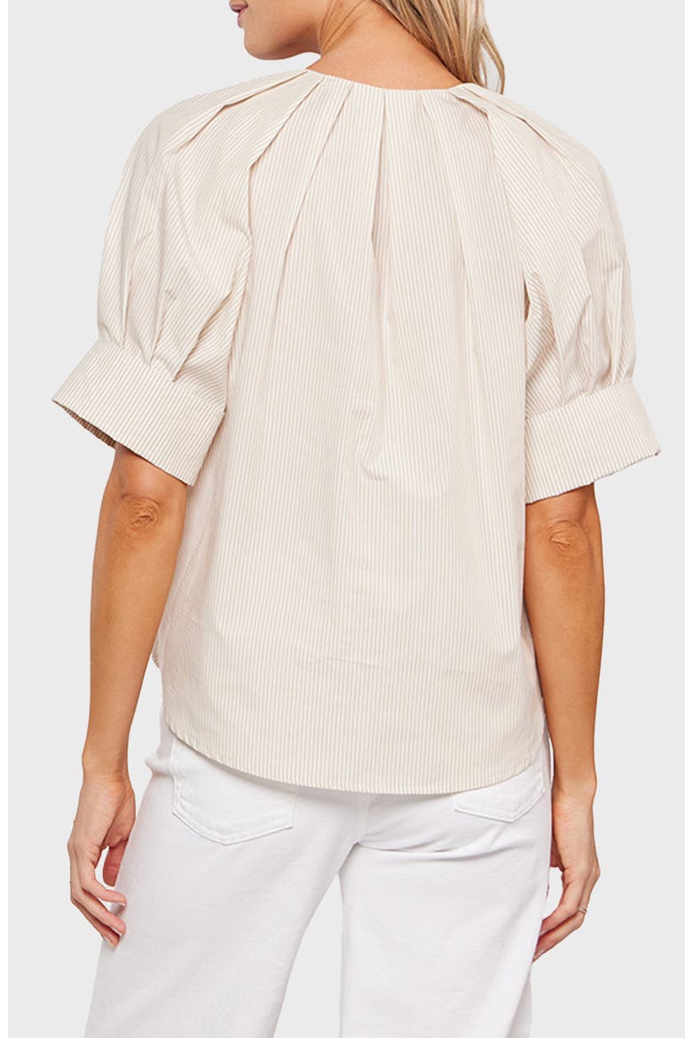 Chloe Notch Collar Short Sleeve Top, Alternate, color, BEIGE