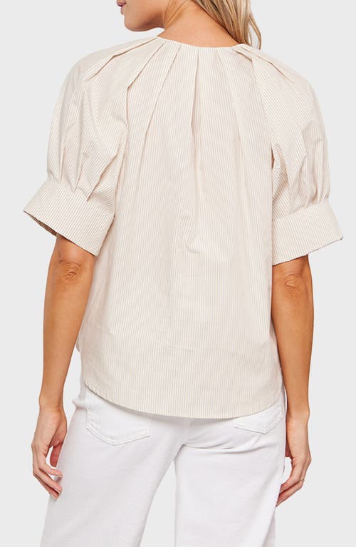 Matty M . Chloe Notch Collar Short Sleeve Top In Neutral