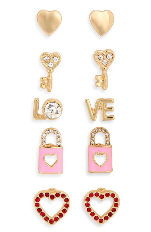 Leith Assorted 5-pack Stud Earrings In Gold
