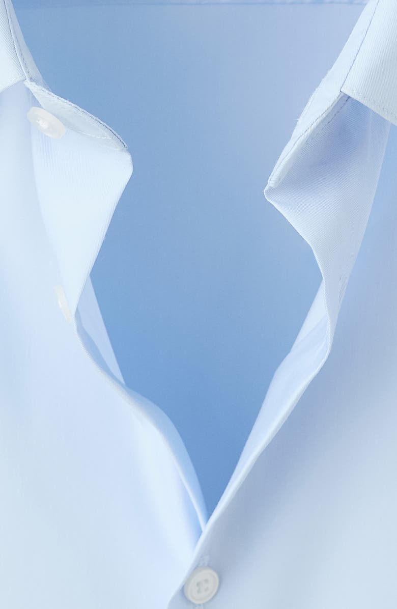 MANGO Slim Fit Stripe Cotton Button-Up Shirt, Alternate, color, Sky Blue