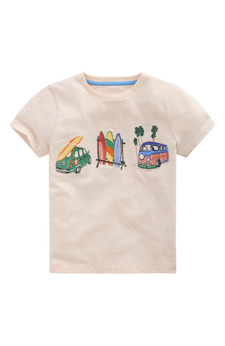 Mini Boden Kids' Linear Stitch T-Shirt, Main, color, Oatmeal Marl Holiday