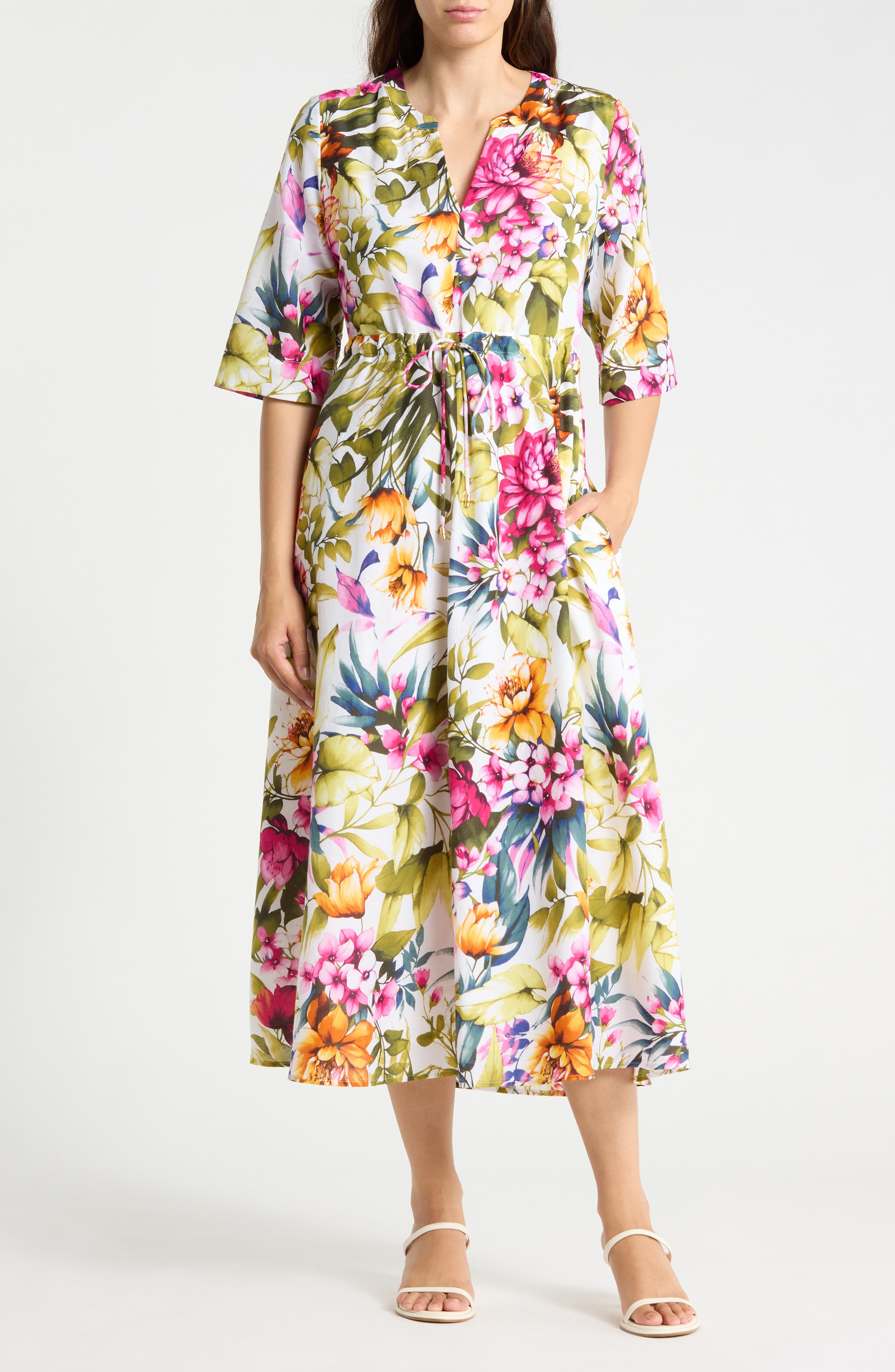 Verde Blooms Cotton & Silk Maxi Dress
