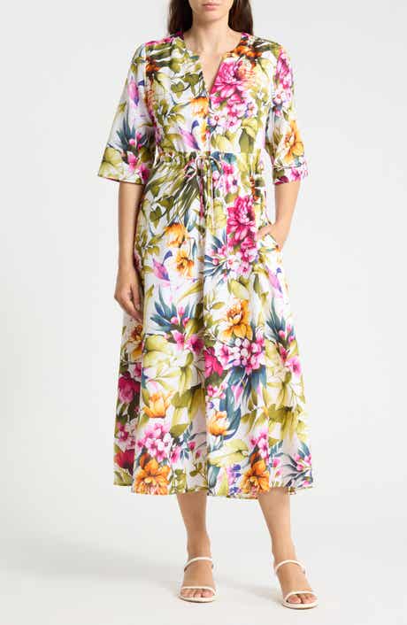 Verde Blooms Cotton & Silk Maxi Dress