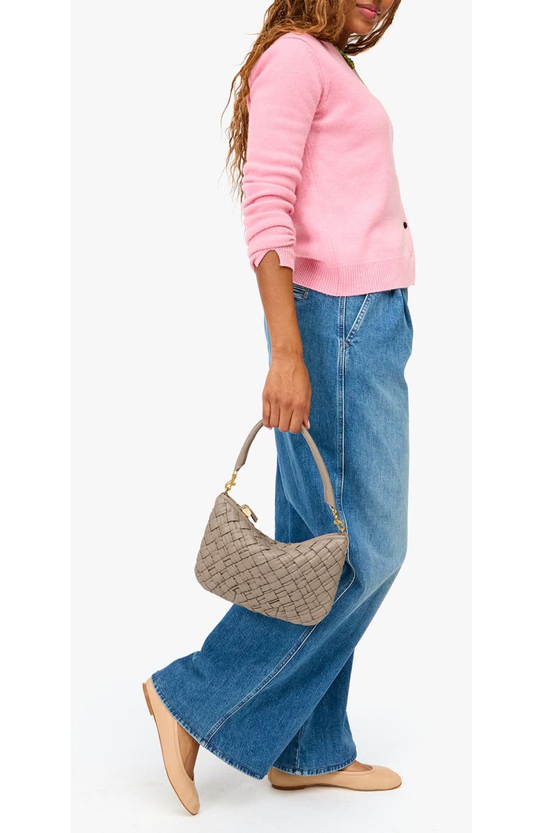 Clare V. Petit Moyen Woven Leather Messenger Bag, Alternate, color, Dove Grey