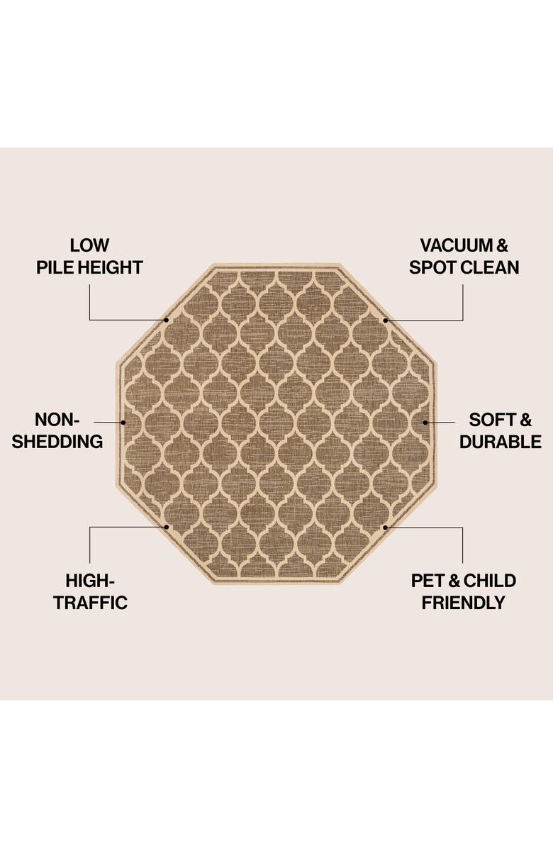 JONATHAN Y Trebol Moroccan Trellis Textured Weave Octagon Indoor/Outdoor Area Rug, Alternate, color, Brown/Beige