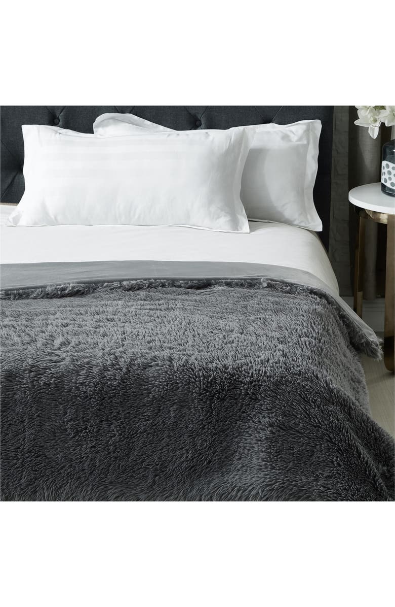 INSPIRED HOME Faux Fur Throw Blanket, Alternate, color, 