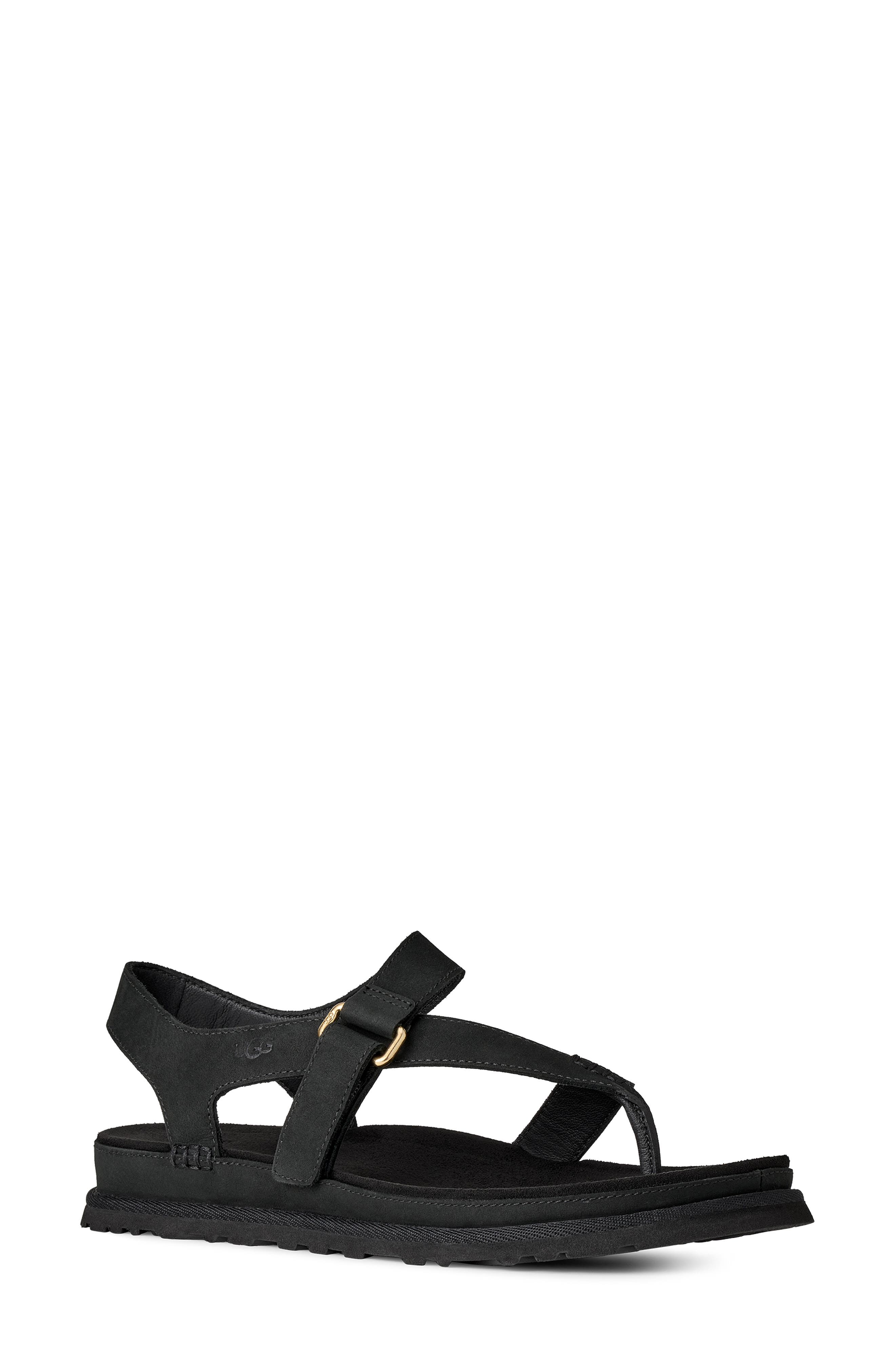 UGG<sup>®</sup> GoldenGaze Toe Post Sandal, Main, color, Black