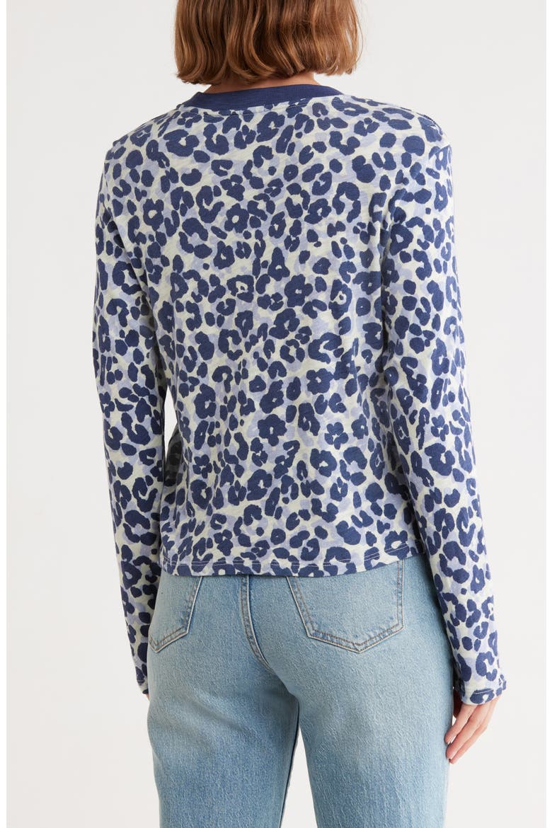 Leopard Print Long Sleeve Slub Crop T-Shirt, Alternate, color, SKYFLOWER