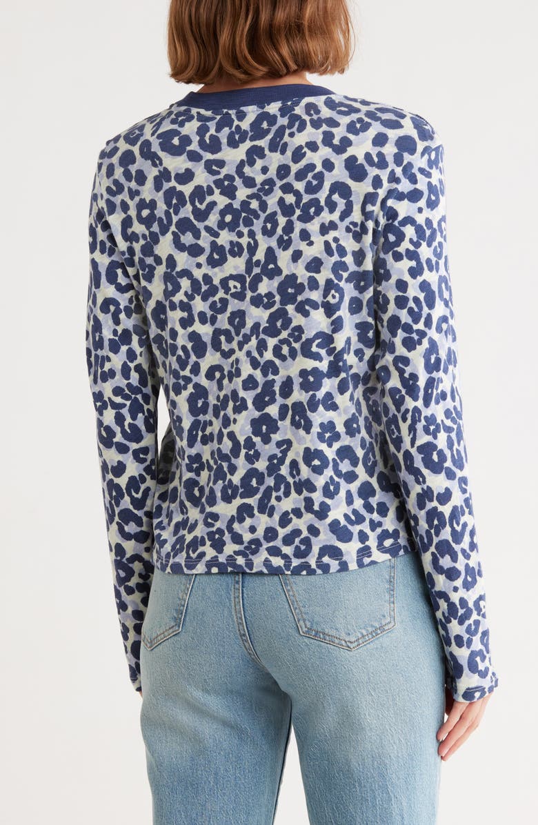 ATM Anthony Thomas Melillo Leopard Print Long Sleeve Slub Crop T-Shirt, Alternate, color, Skyflower