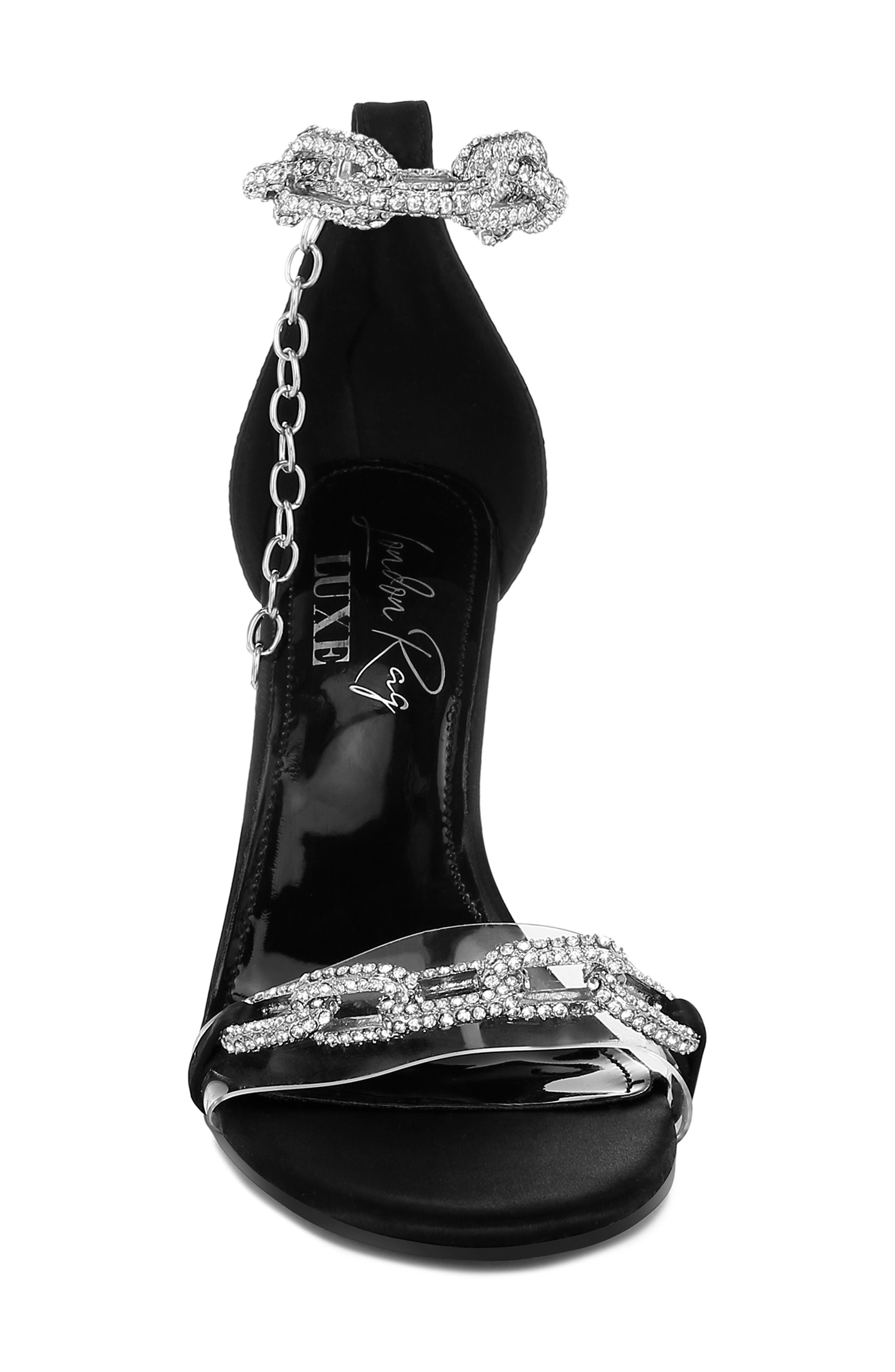 LONDON RAG Rabenda Rhinestone Stiletto Sandal, Alternate, color, Black