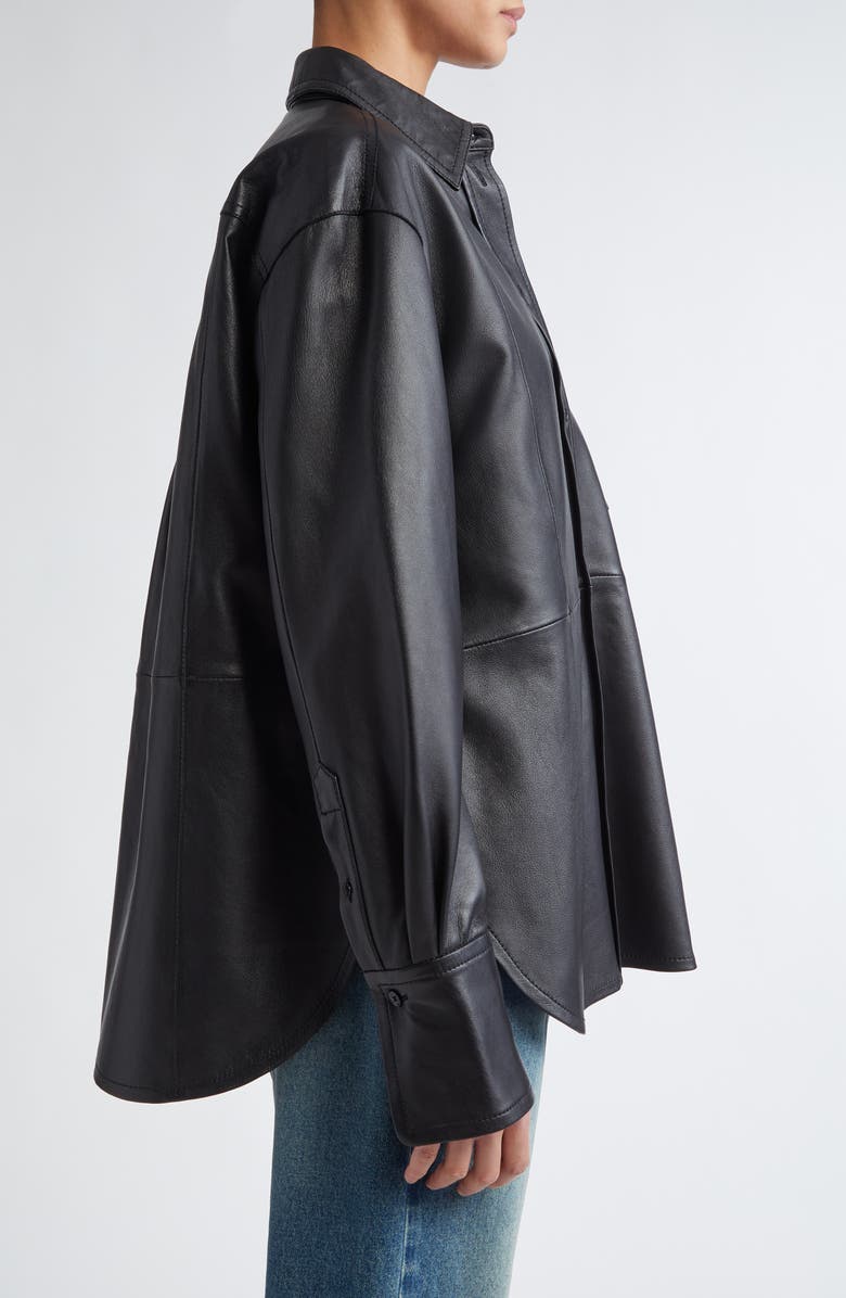 Victoria Beckham Oversize Leather Button-Up Shirt, Alternate, color, 