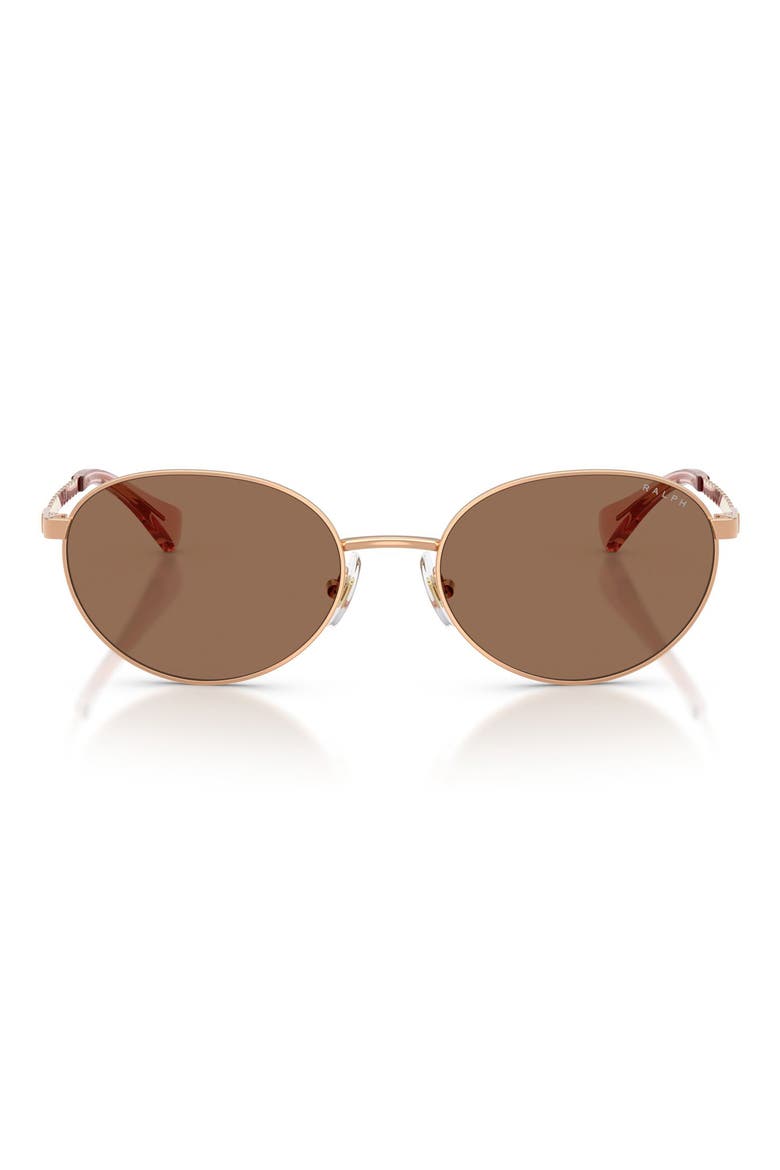 55mm Oval Sunglasses, Main, color, SHINY ROSE GOLD / BROWN