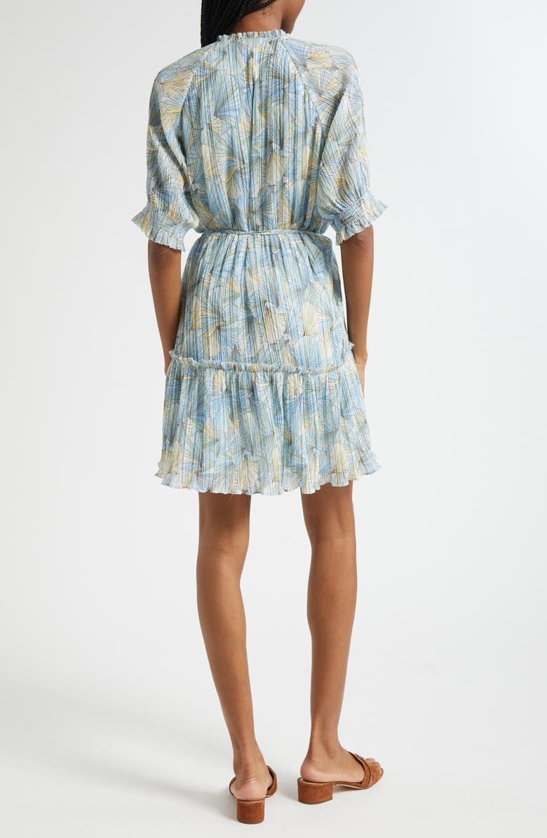 Veronica Beard Dorrie Floral Print Tiered Dress, Alternate, color, Powder Blue Multi