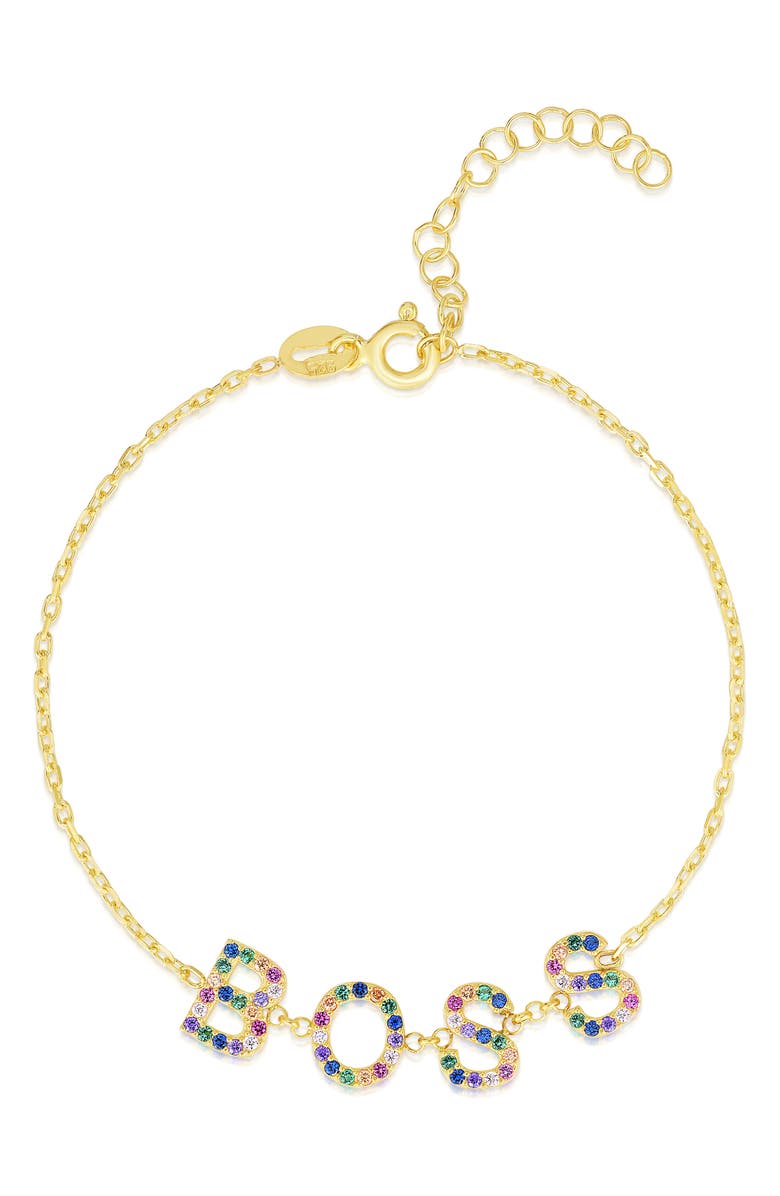 SPHERA MILANO Cubic Zirconia Boss Bracelet, Main, color, Gold Rainbow