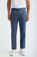 Jack Victor Parma Pleated Linen & Cotton Stretch Twill Dress Pants