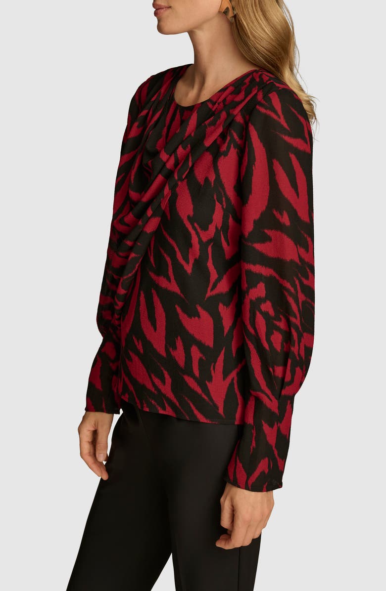 Donna Karan New York Abstract Print Draped Woven Top, Alternate, color,