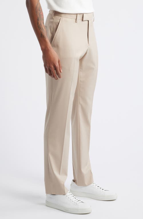Open Edit Extra Trim Fit Solid Flat Front Dress Pants In Brown