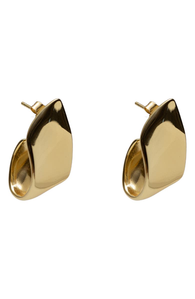 Argento Vivo Sterling Silver Wide Molten Ribbon Stud Earrings, Main, color, Gold