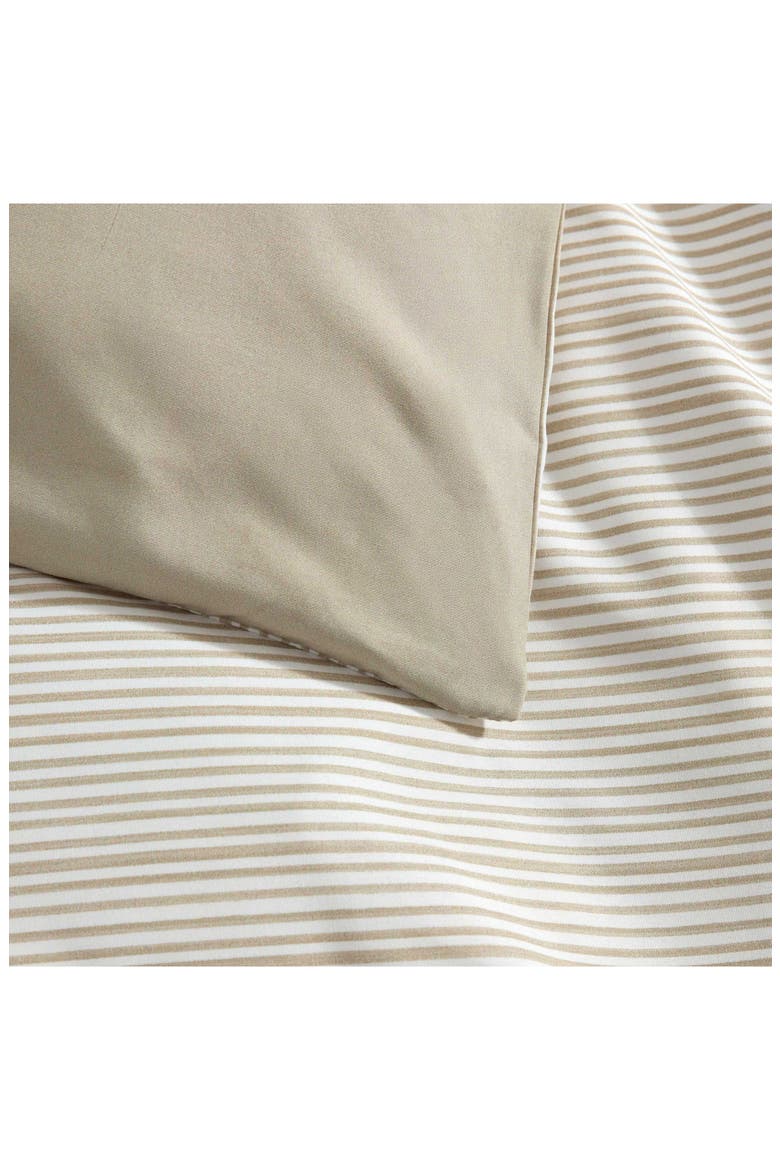 Textured Stripe Duvet Cover Set, Alternate, color, WHITE/ CHAI BEIGE