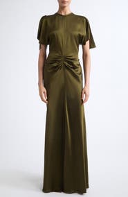 Victoria Beckham Isabella Short Sleeve Column Gown