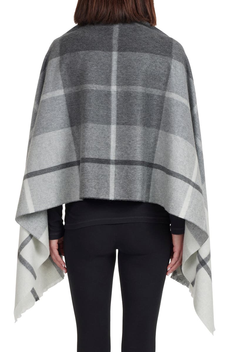 Bruno Magli Plaid Cashmere Scarf, Alternate, color, Grey