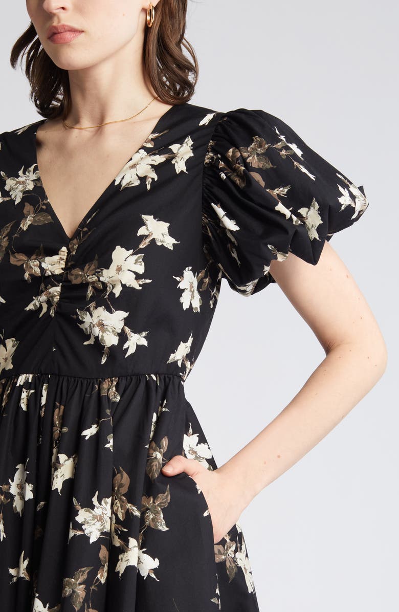 Chelsea28 Floral Puff Sleeve Cotton Dress, Alternate, color, 