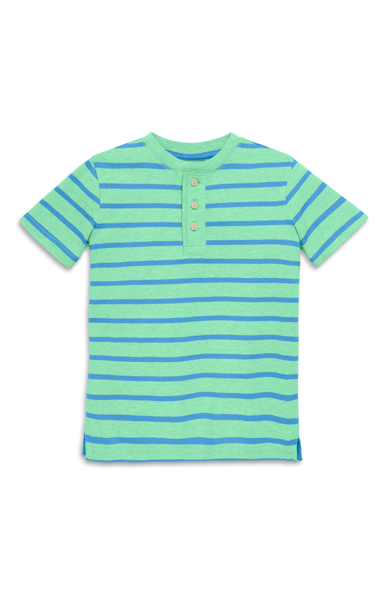 Primary Kids Heathered Henley Tee In Stripe, Alternate, color, Clover Cornflower Stripe