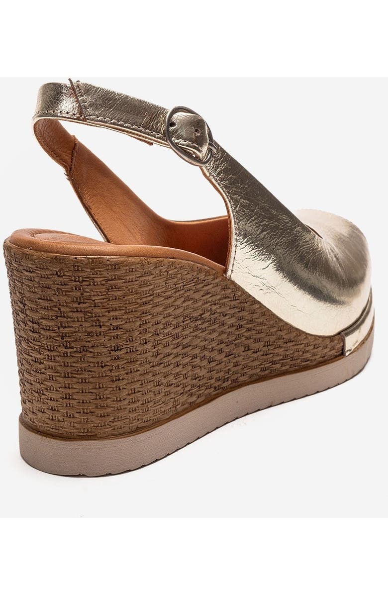 Forever & Always Shoes Helina Leather Wedge Sandal, Alternate, color, Gold