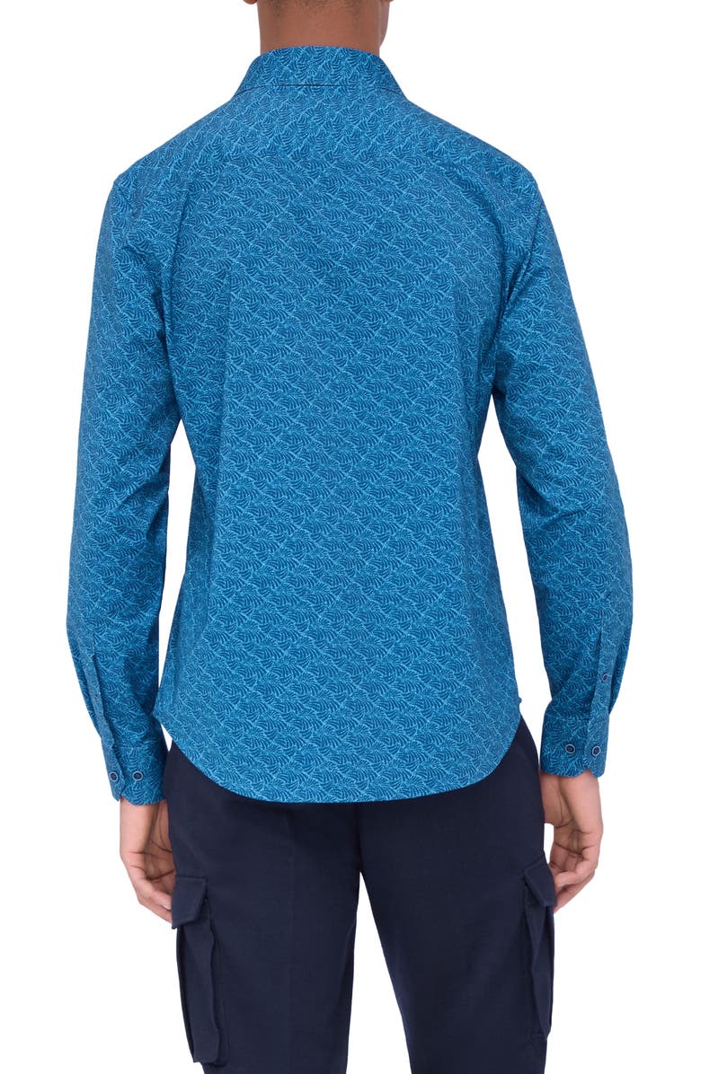 Bugatchi James OoohCotton<sup>®</sup> Abstract Print Button-Up Shirt, Alternate, color, Night Blue