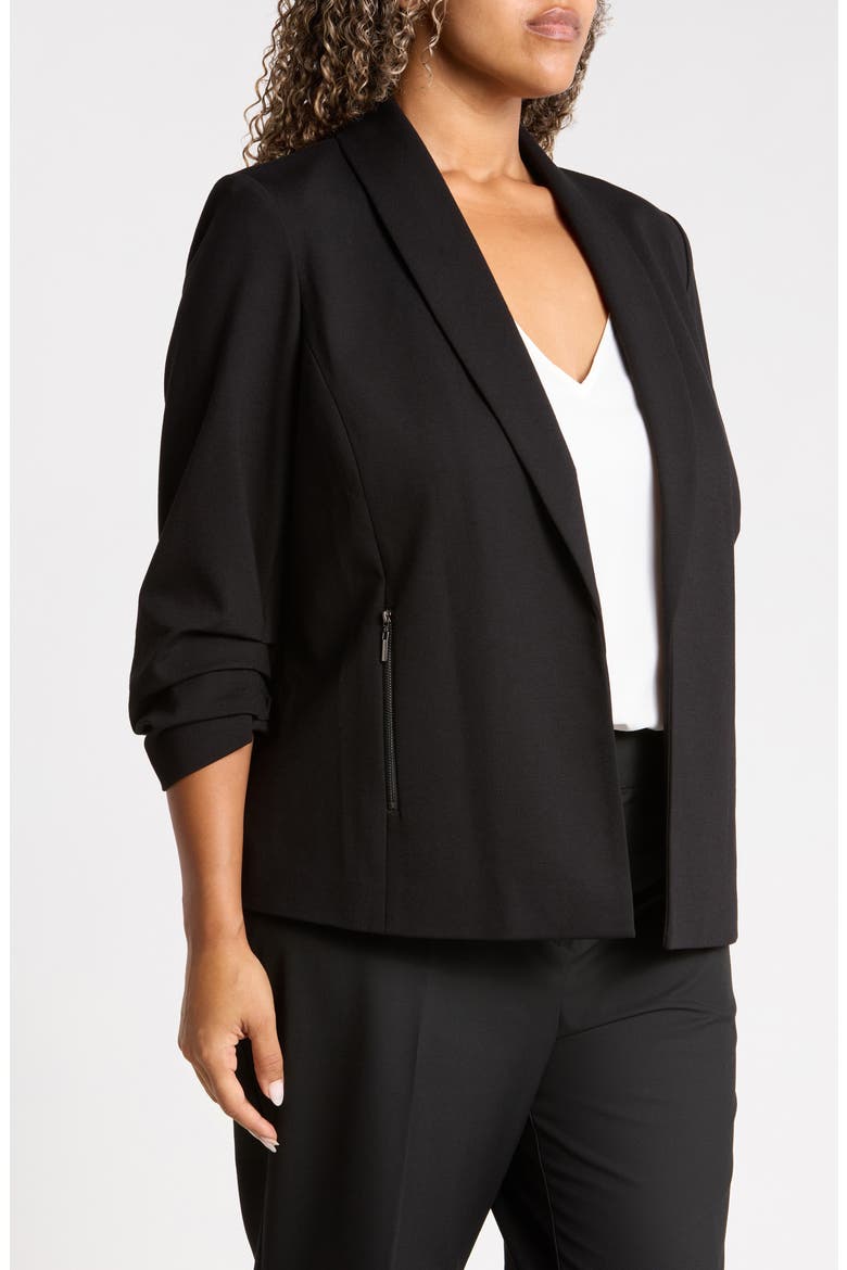 Pleated Sleeve Blazer, Alternate, color, ANNE BLACK
