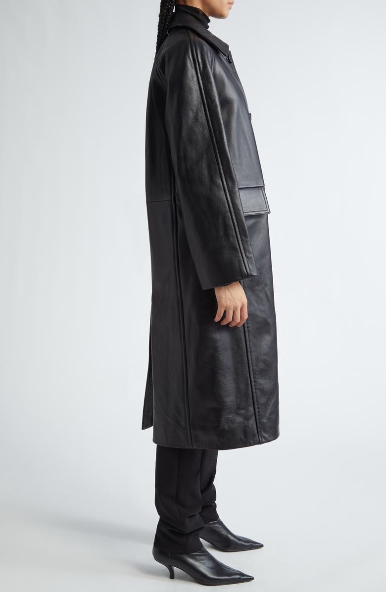 TOTEME Raglan Sleeve Leather Coat, Alternate, color, 